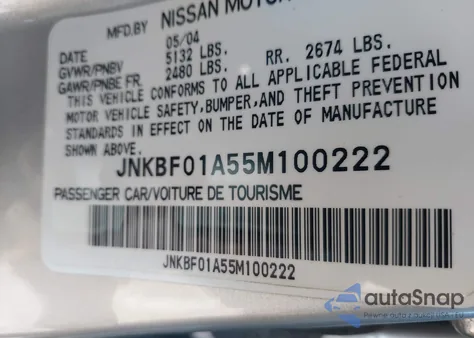 2005 Infiniti Q45 z USA, uszkodzony, nr VIN JNKBF01A55M100222